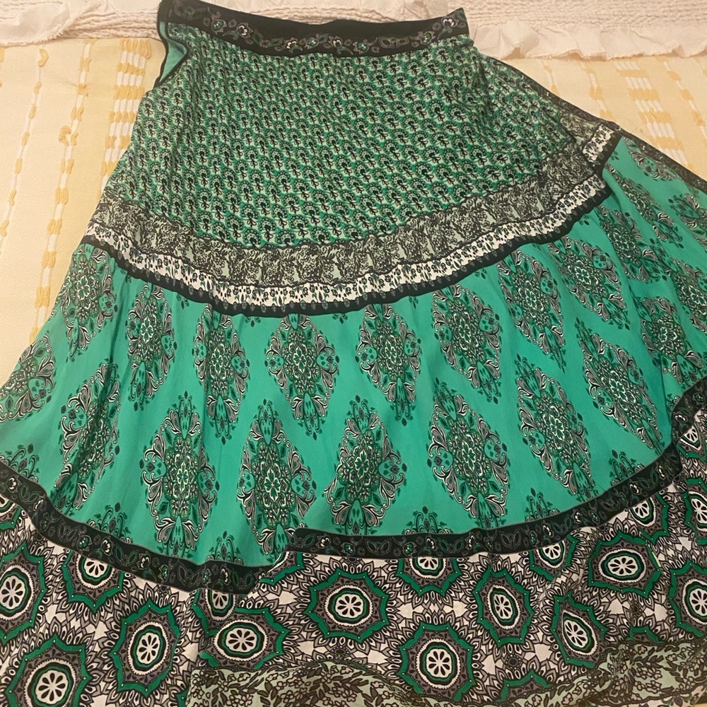 Alice + Olivia Teal and Black Maxi Skirt